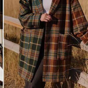 Plaid Coat in Green and Brown